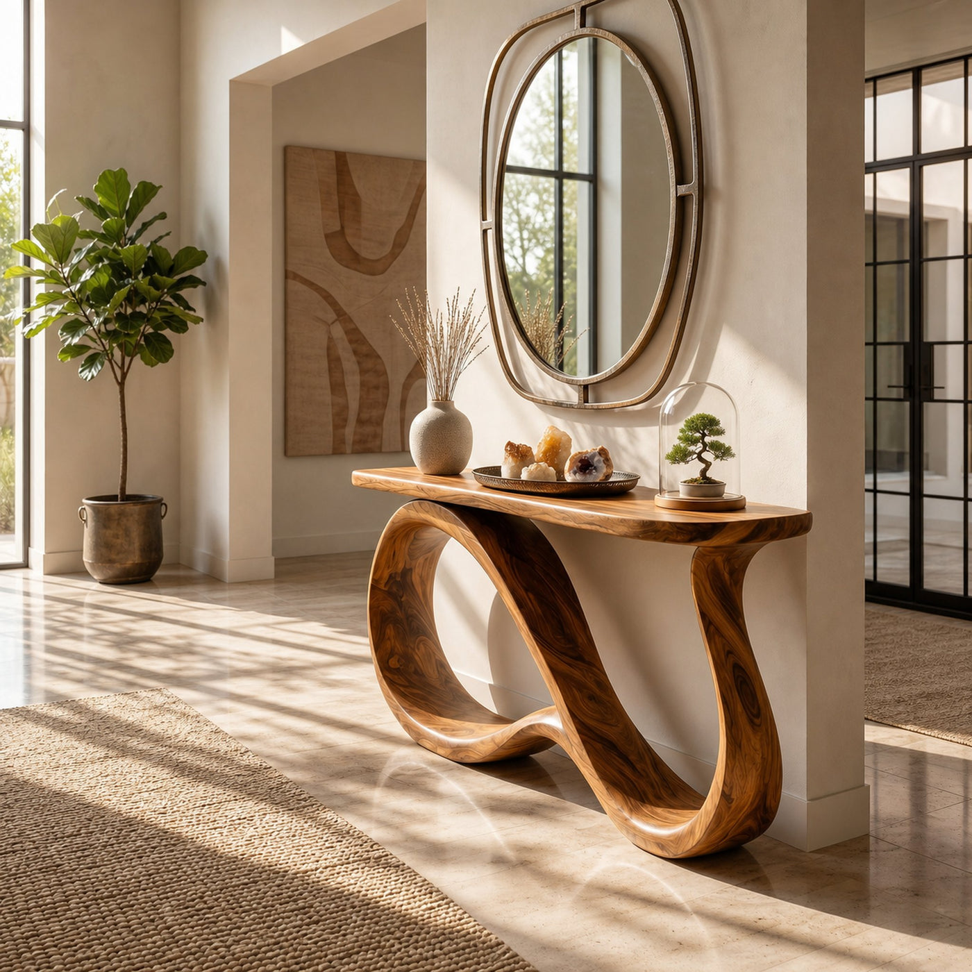 Modern Wooden Console Table With Undulating Legs For Home Decor - product view 6