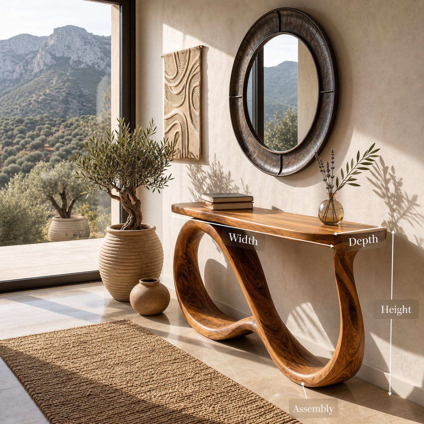 Modern Wooden Console Table With Undulating Legs For Home Decor - product view 8
