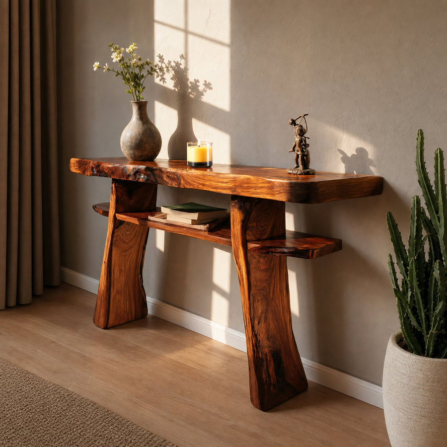 Modern Wooden Live Edge Console Table For Bedroom Decor