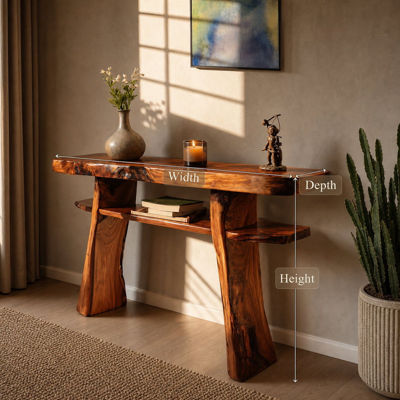 Modern Wooden Live Edge Console Table For Bedroom Decor - product view 7