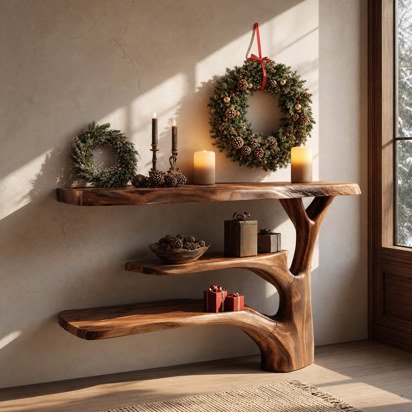 Modern Wooden Live Edge Console Table For Christmas Entryway Furniture - product view 6