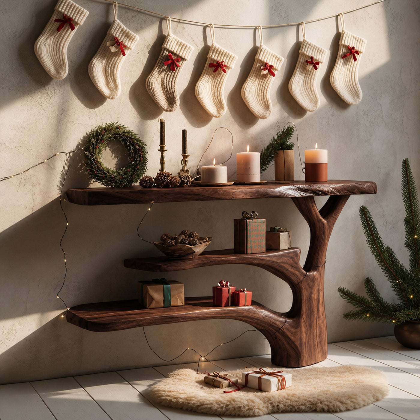 Modern Wooden Live Edge Console Table For Christmas Entryway Furniture - product view 7