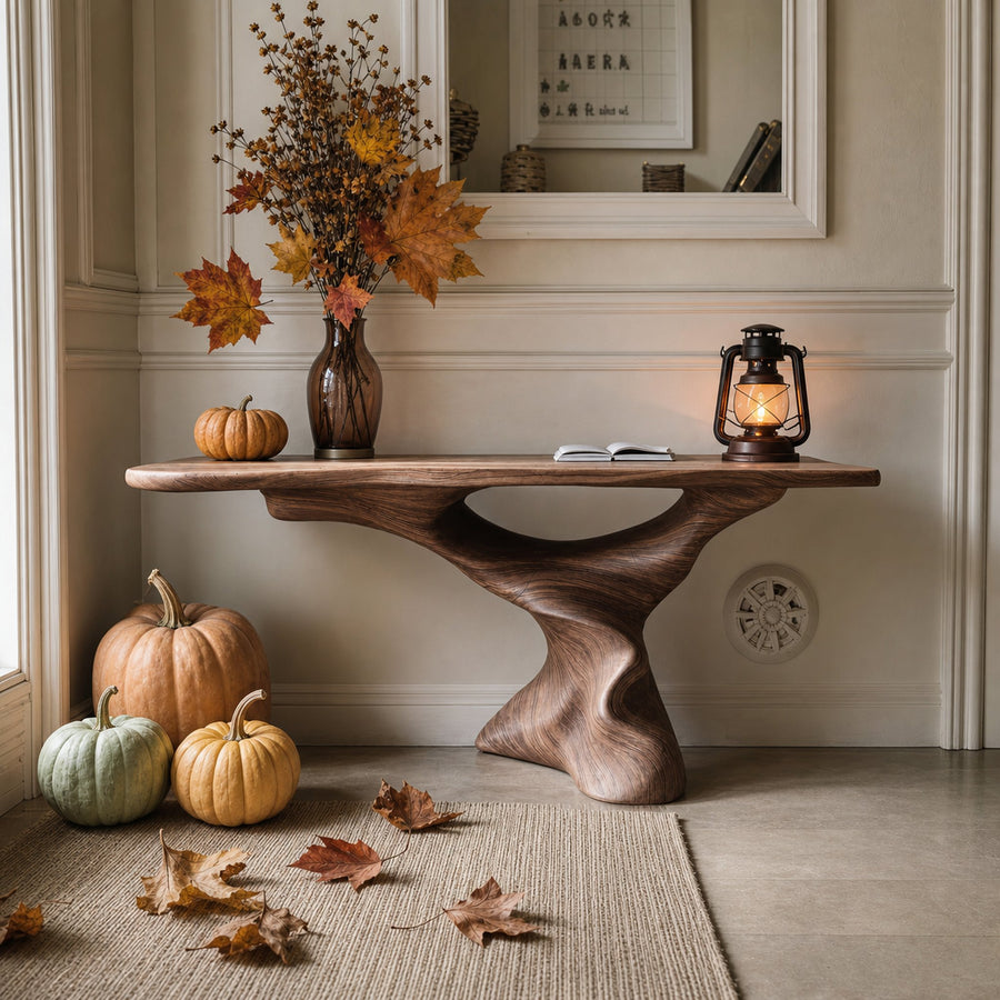 Modern Wooden Live Edge Console Table For Entryway Design Halloween Theme