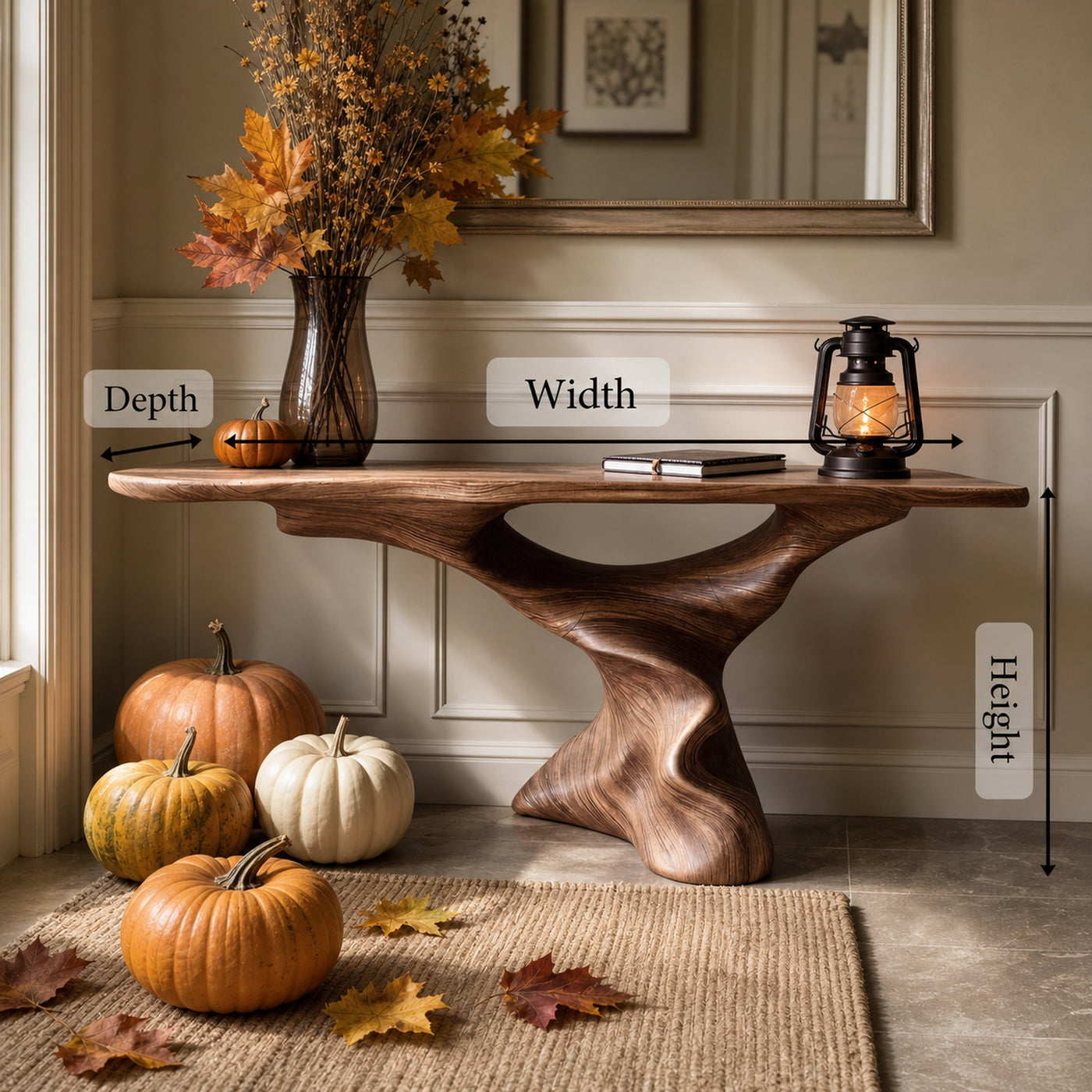Modern Wooden Live Edge Console Table For Entryway Design Halloween Theme - product view 6