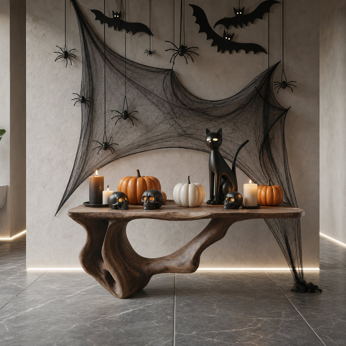 Modern Wooden Live Edge Console Table For Entryway Design Halloween Theme