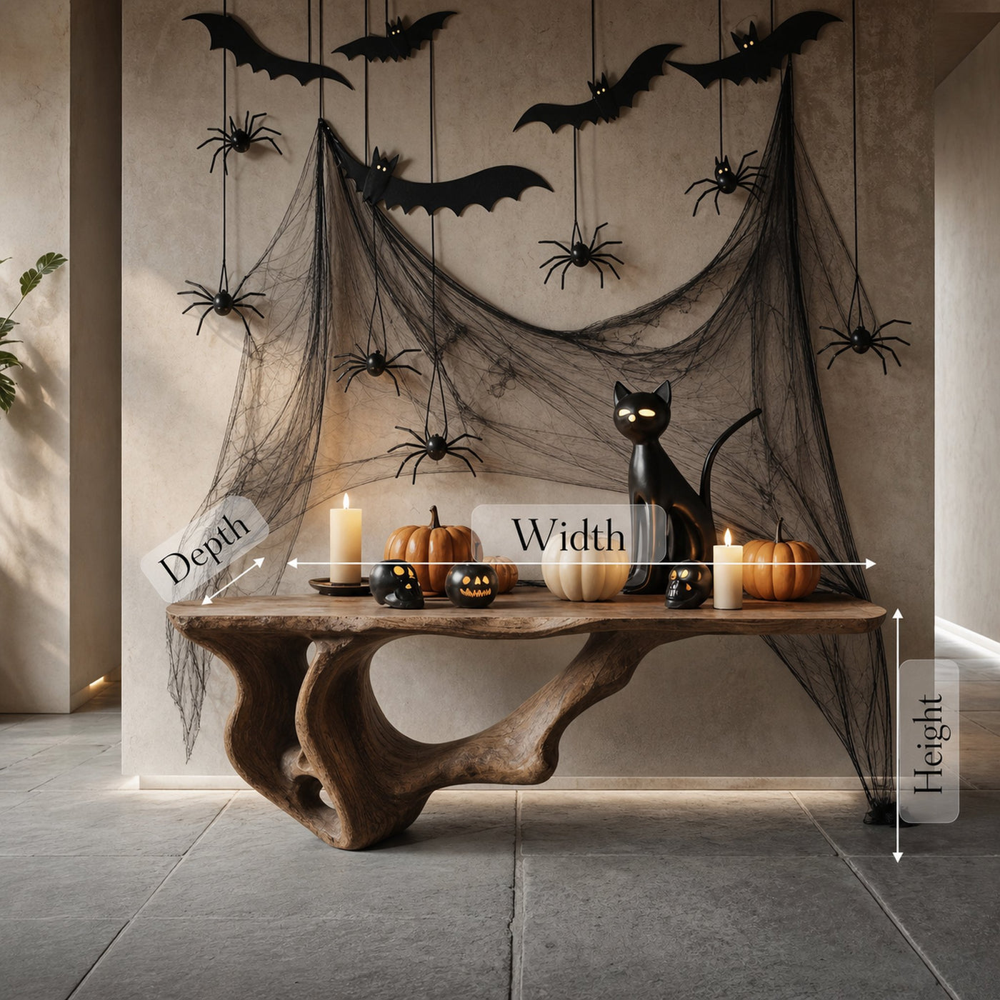 Modern Wooden Live Edge Console Table For Entryway Design Halloween Theme - product view 6
