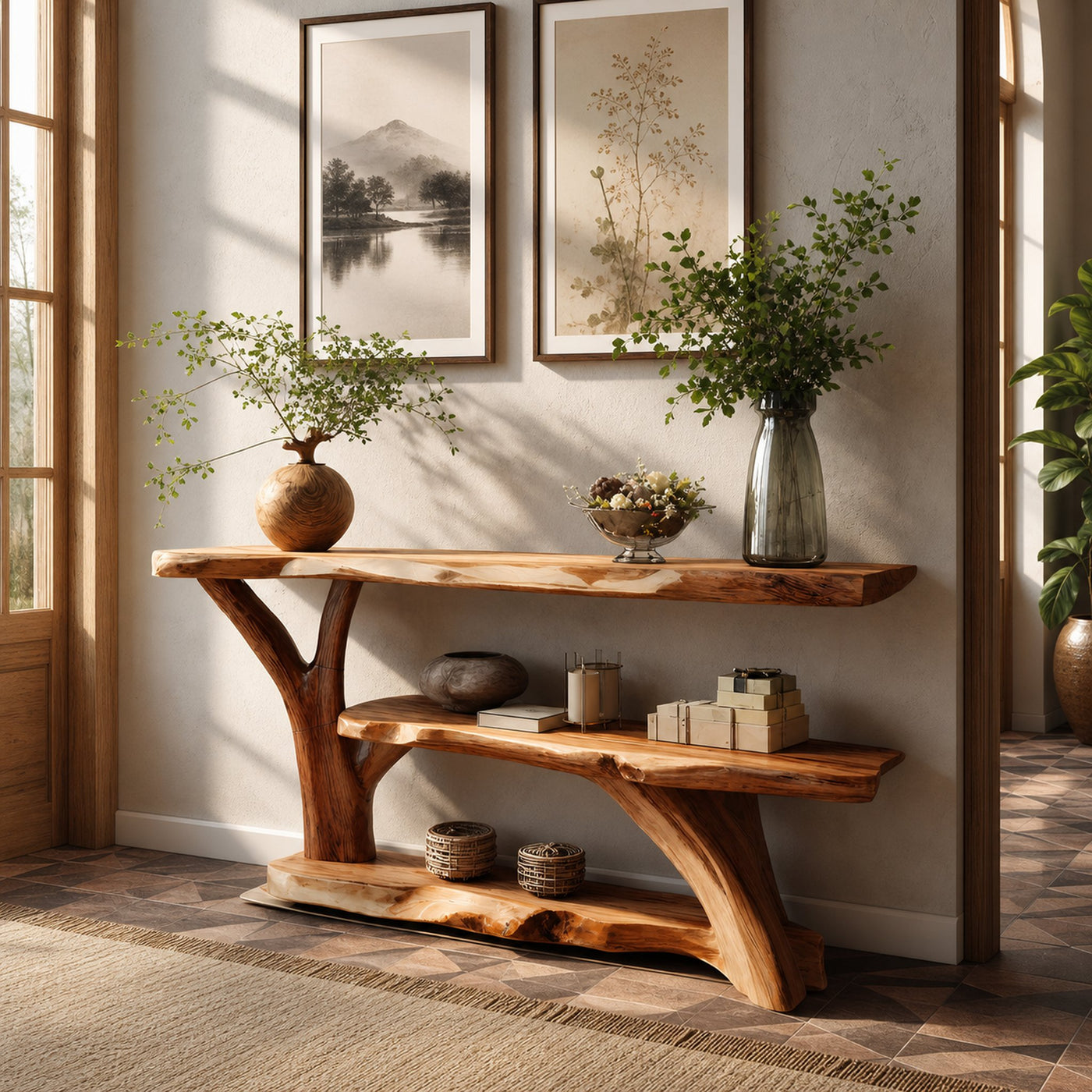 Modern Wooden Live Edge Console Table For Entryway Home Decoration - product view 3