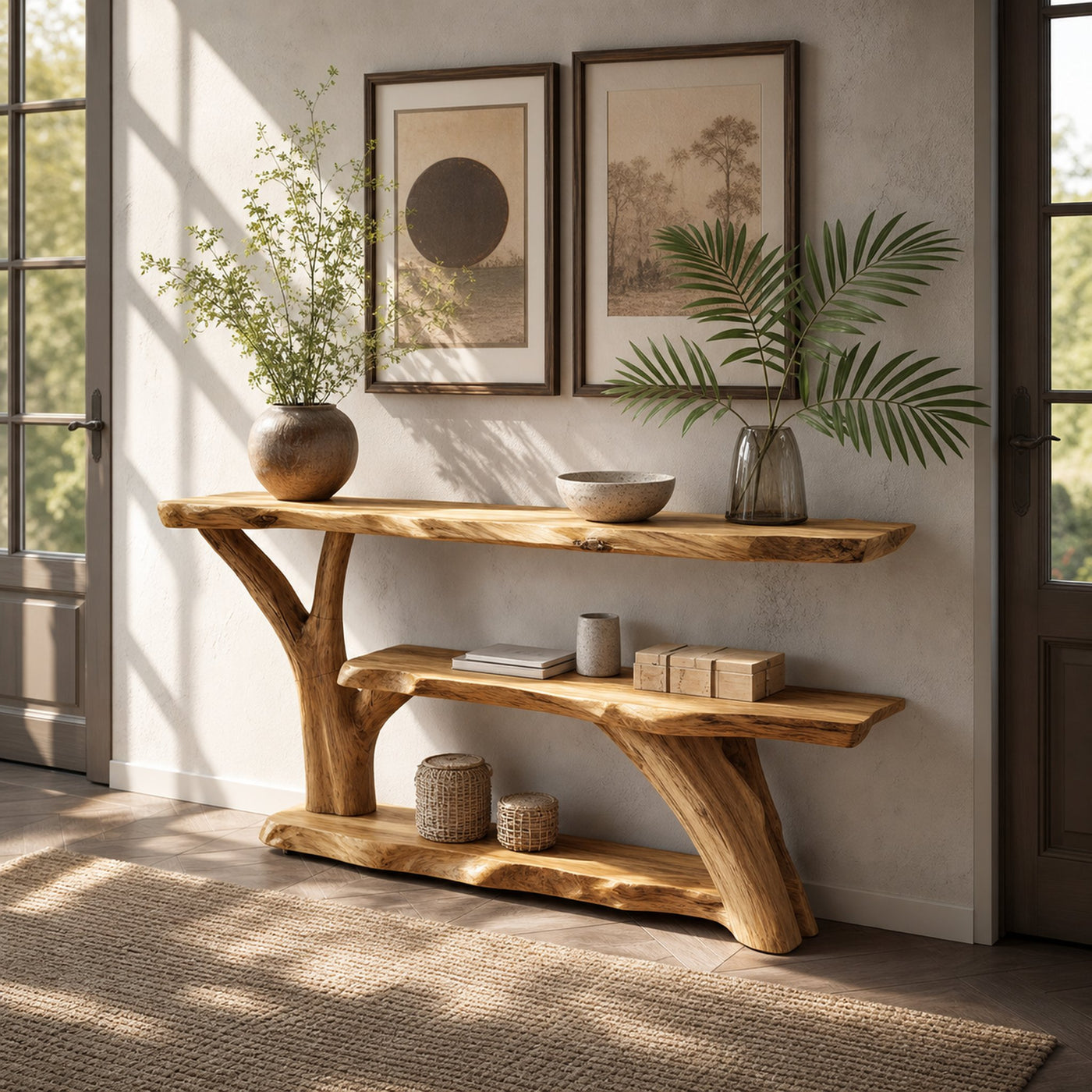 Modern Wooden Live Edge Console Table For Entryway Home Decoration - product view 5