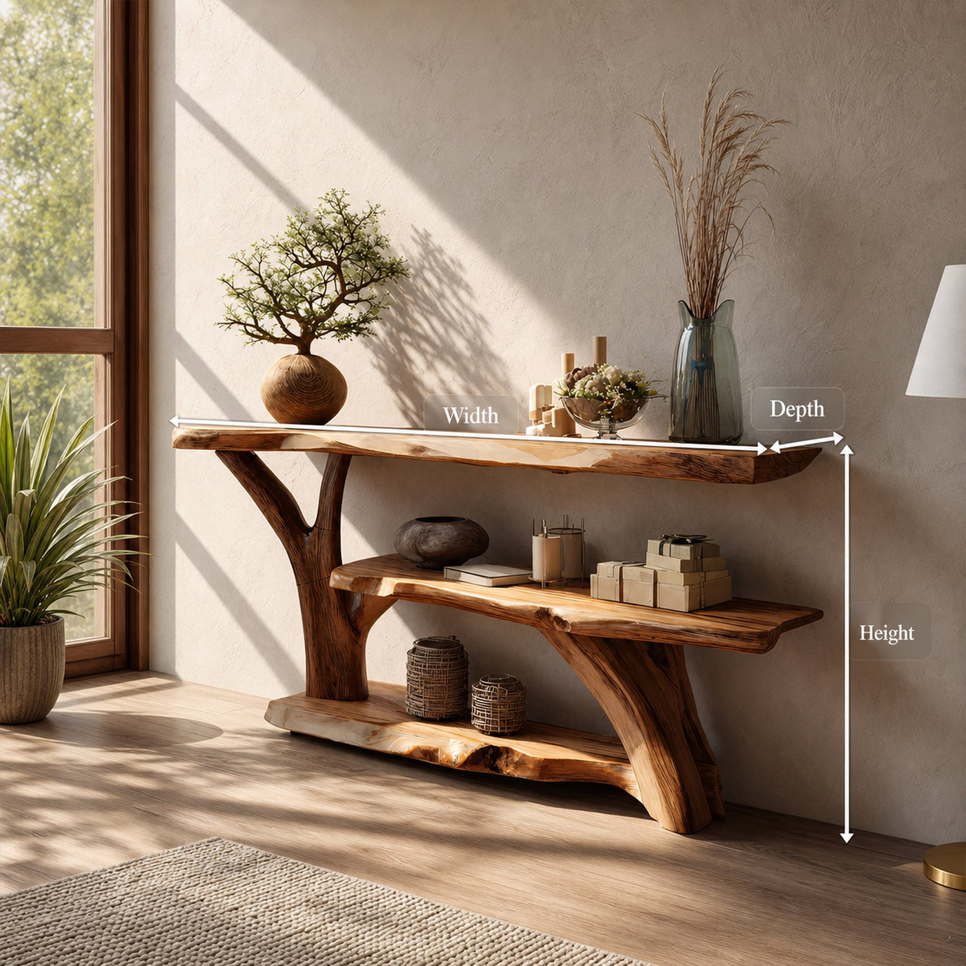 Modern Wooden Live Edge Console Table For Entryway Home Decoration - product view 8