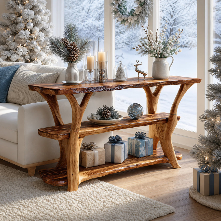 Modern Wooden Live Edge Console Table For Furniture Decor Xmas Collection