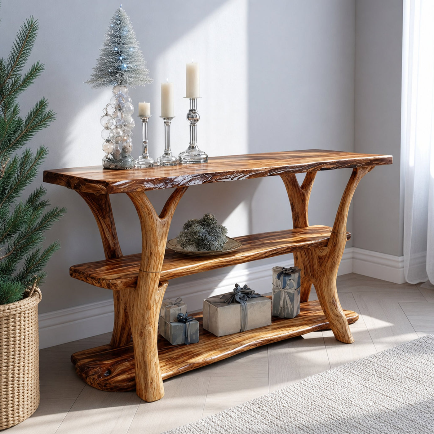 Modern Wooden Live Edge Console Table For Furniture Decor Xmas Collection - product view 6
