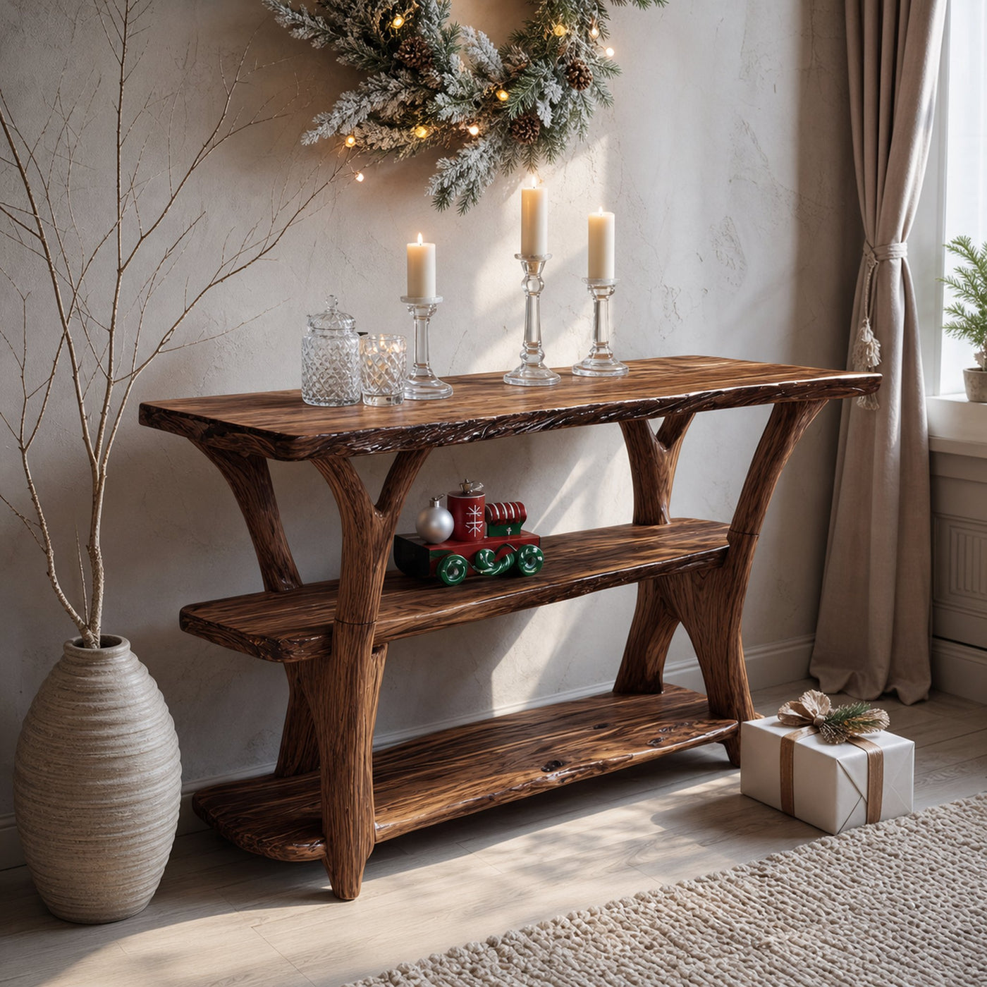 Modern Wooden Live Edge Console Table For Furniture Decor Xmas Collection - product view 7