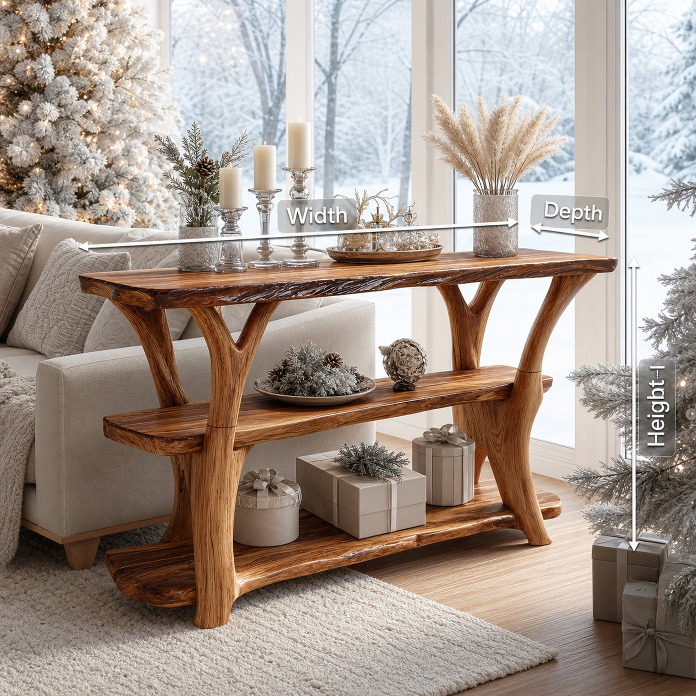 Modern Wooden Live Edge Console Table For Furniture Decor Xmas Collection - product view 8