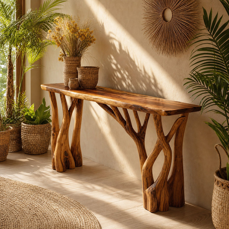 Modern Wooden Live Edge Console Table For Living Room Decoration
