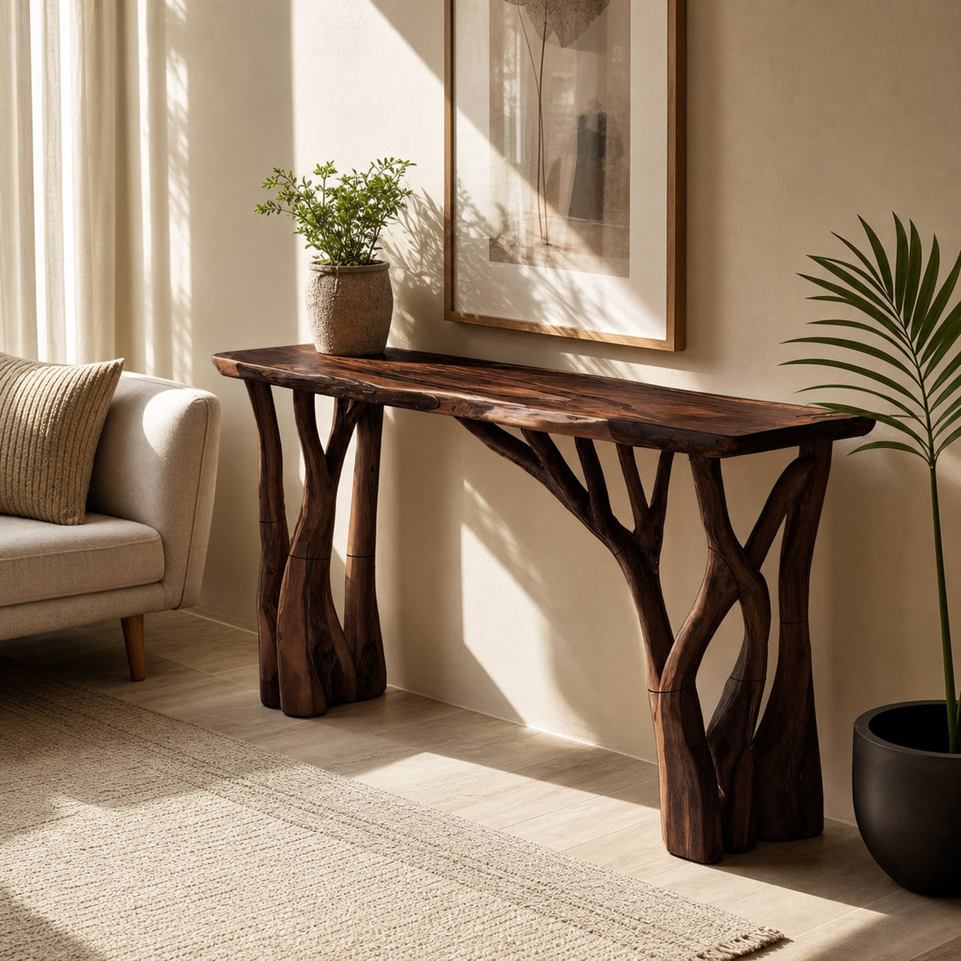 Modern Wooden Live Edge Console Table For Living Room Decoration - product view 7