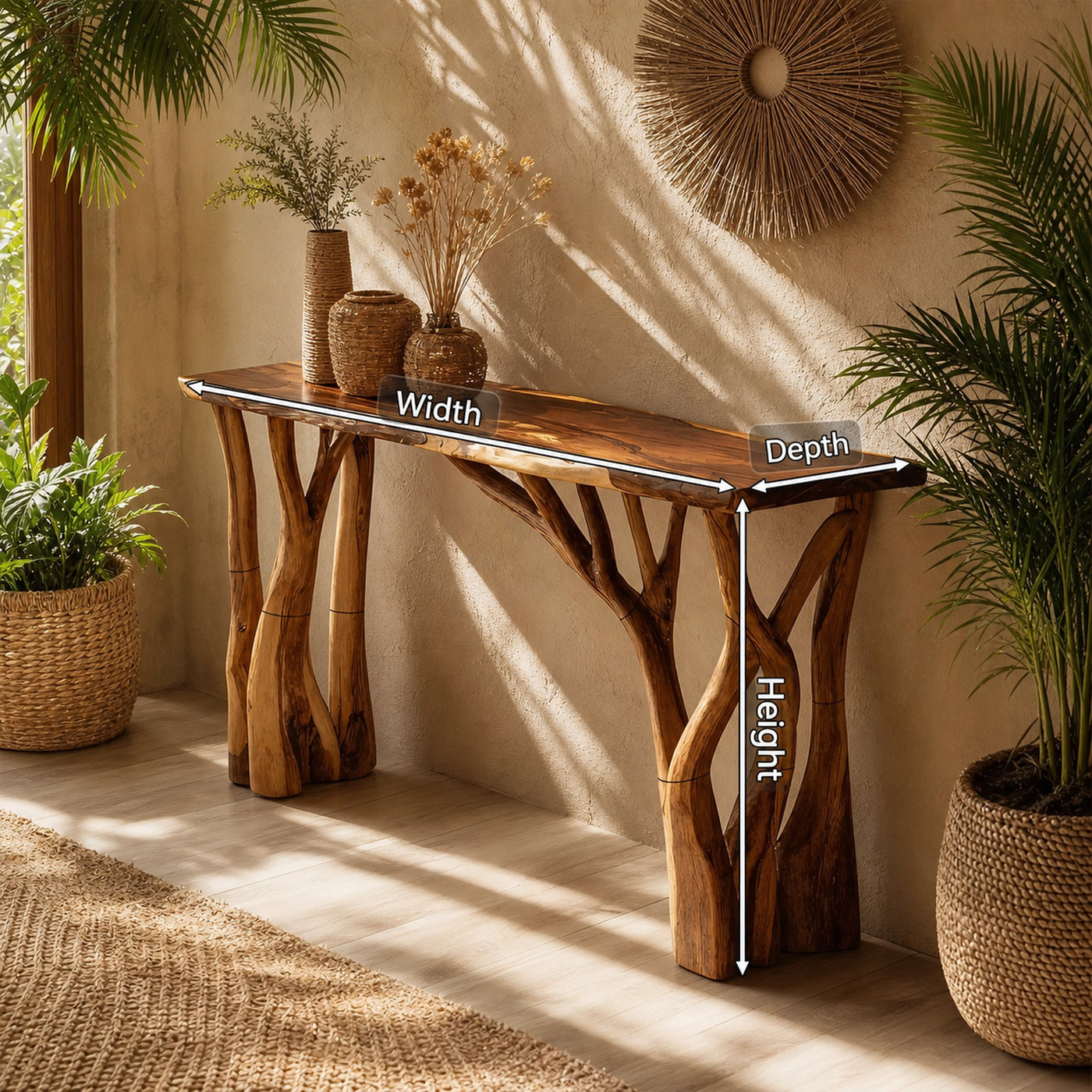 Modern Wooden Live Edge Console Table For Living Room Decoration - product view 8