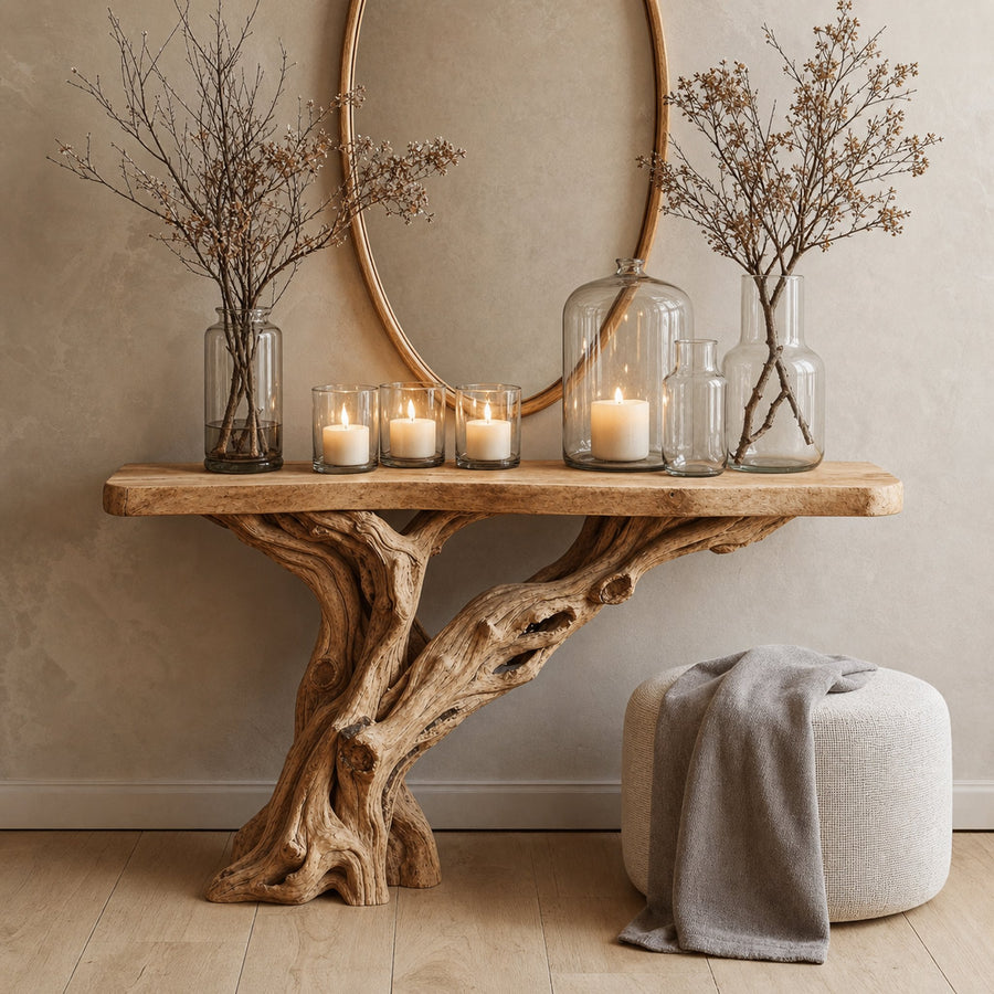 Narrow Christmas Floating Console Table Wooden