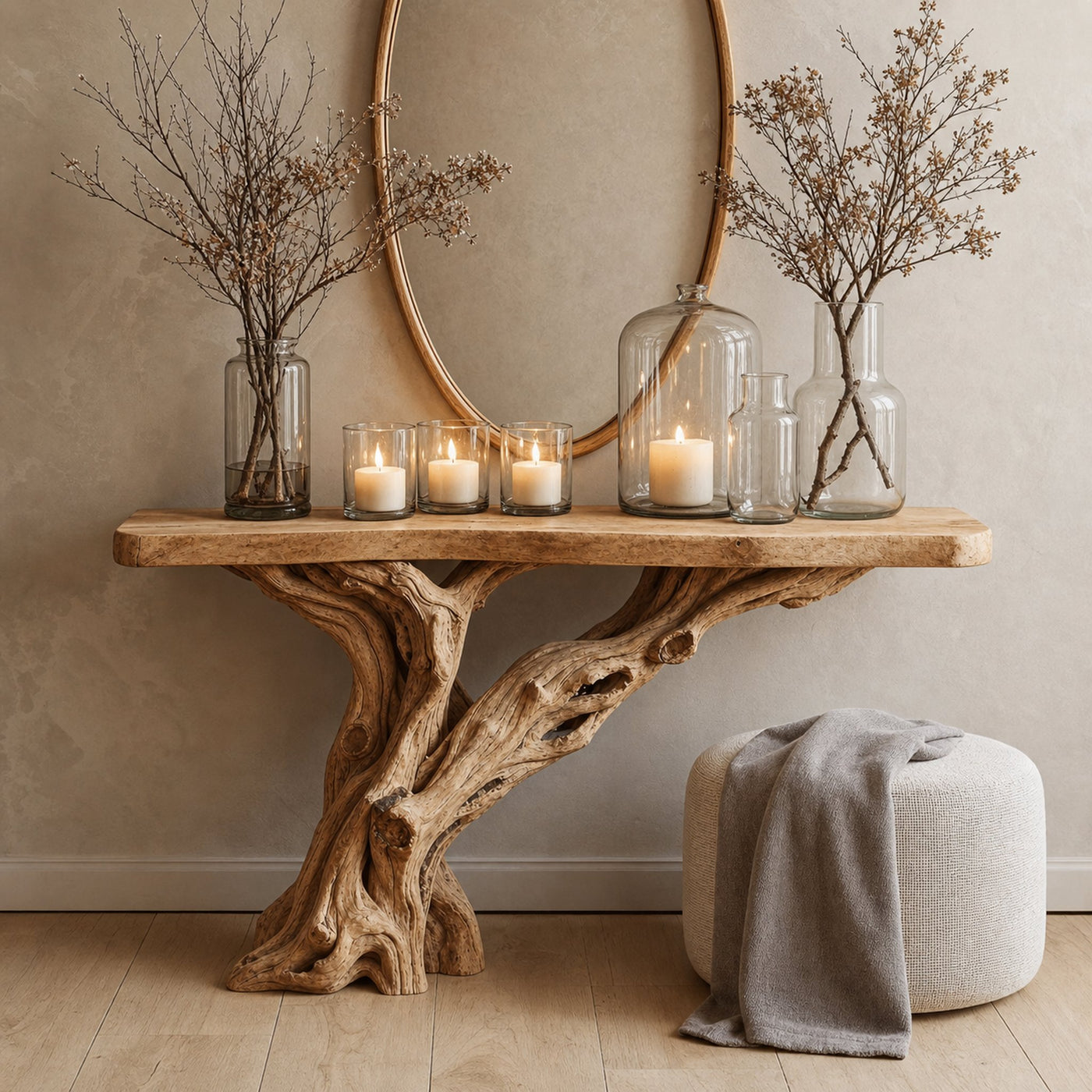 Narrow Christmas Floating Console Table Wooden