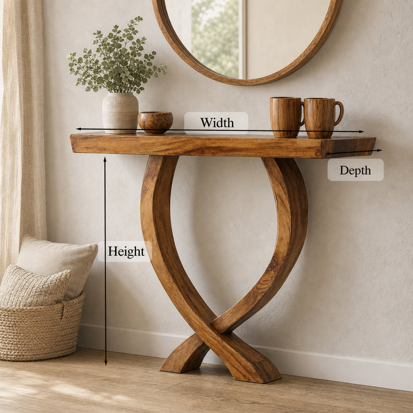 Narrow Console Table Entry Table Unique Design - product view 6