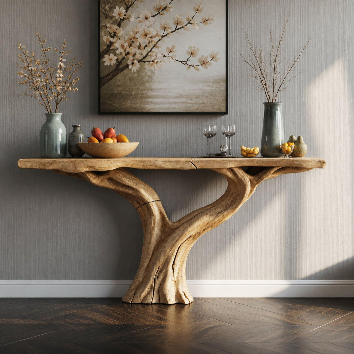 Narrow Console Table Live Edge Table Home Decor