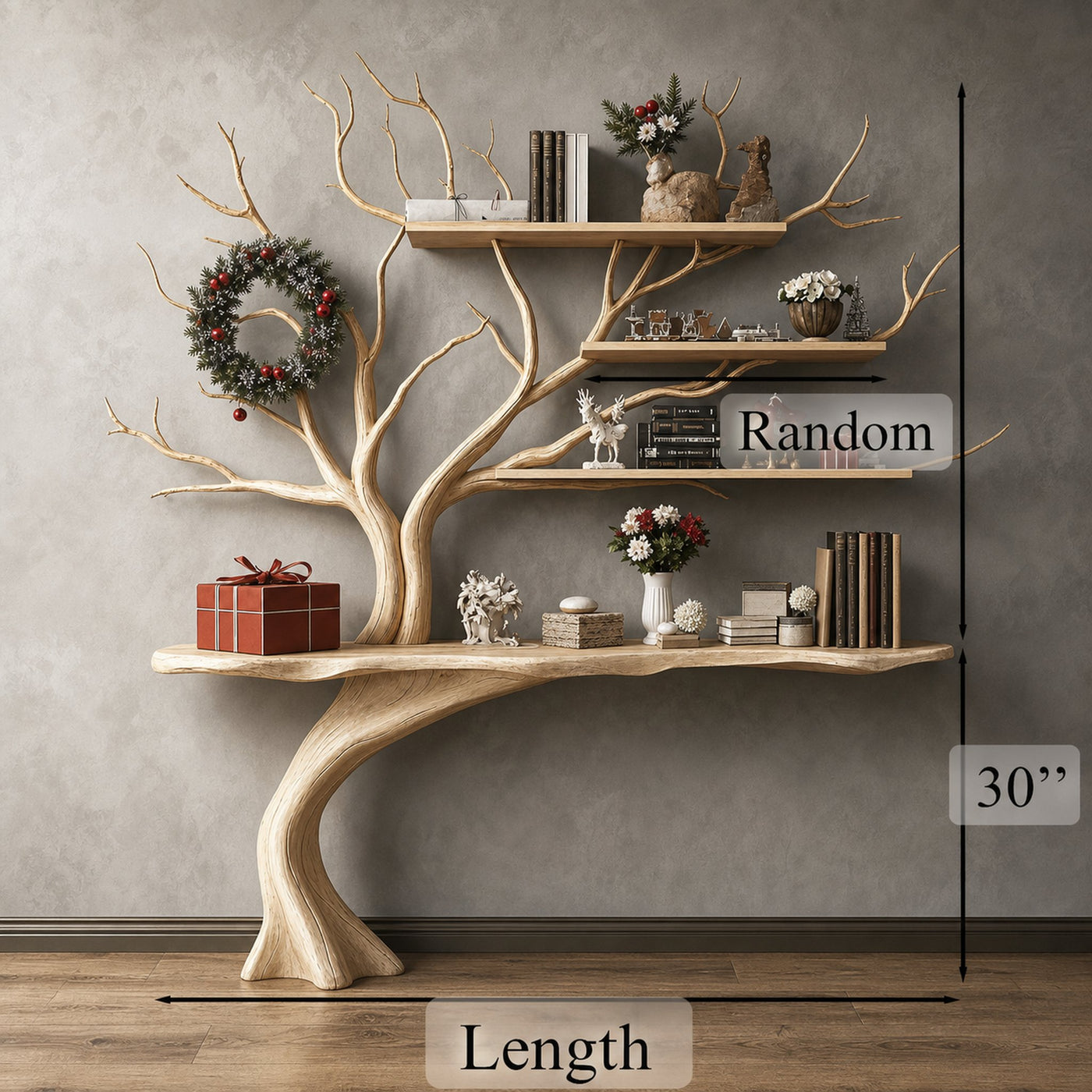Narrow Console Table With Tree Branch Shelves - product view 6