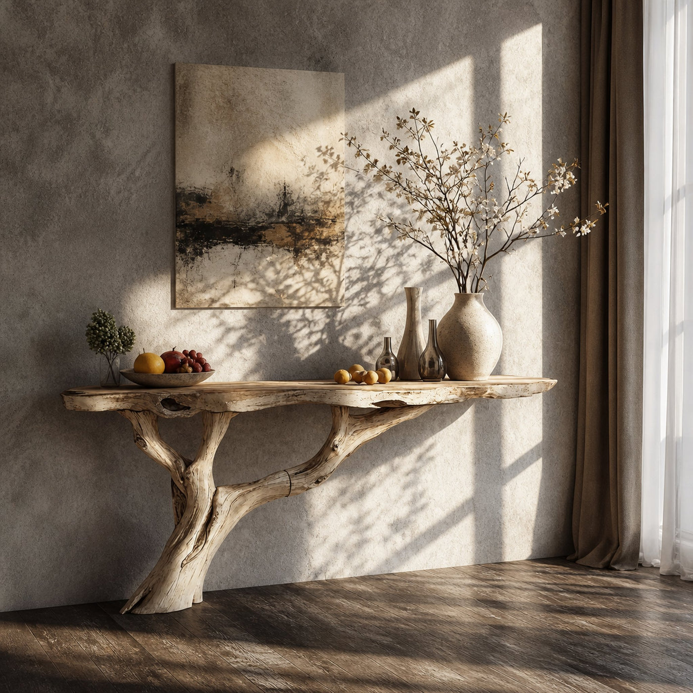 Narrow Floating Wood Console Table Side Table - product view 2