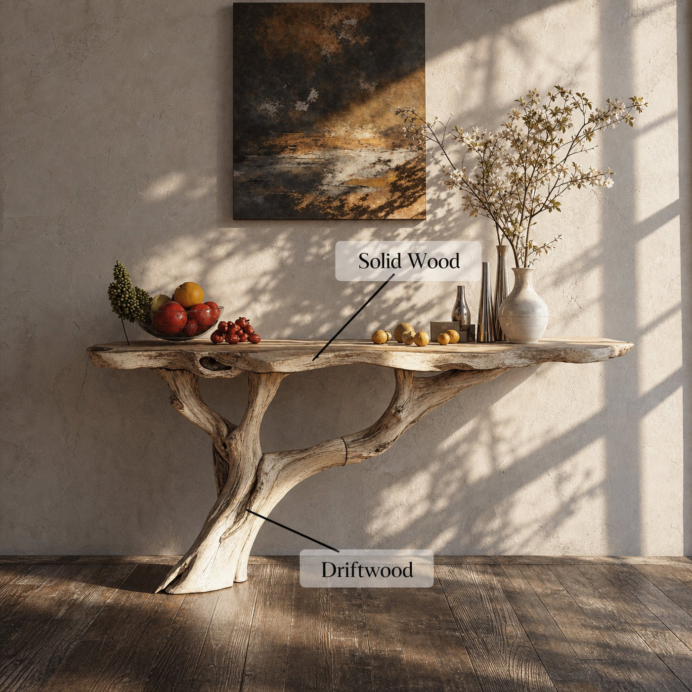 Narrow Floating Wood Console Table Side Table - product view 3