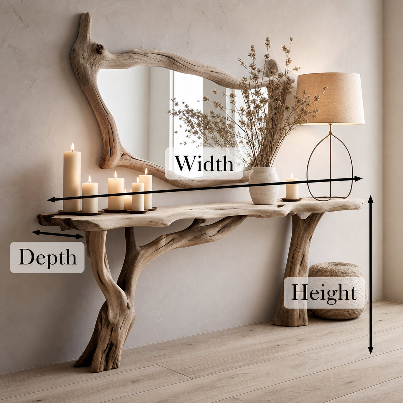 Narrow Floating Wood Side Table For Farmhouse Interiors - product view 6