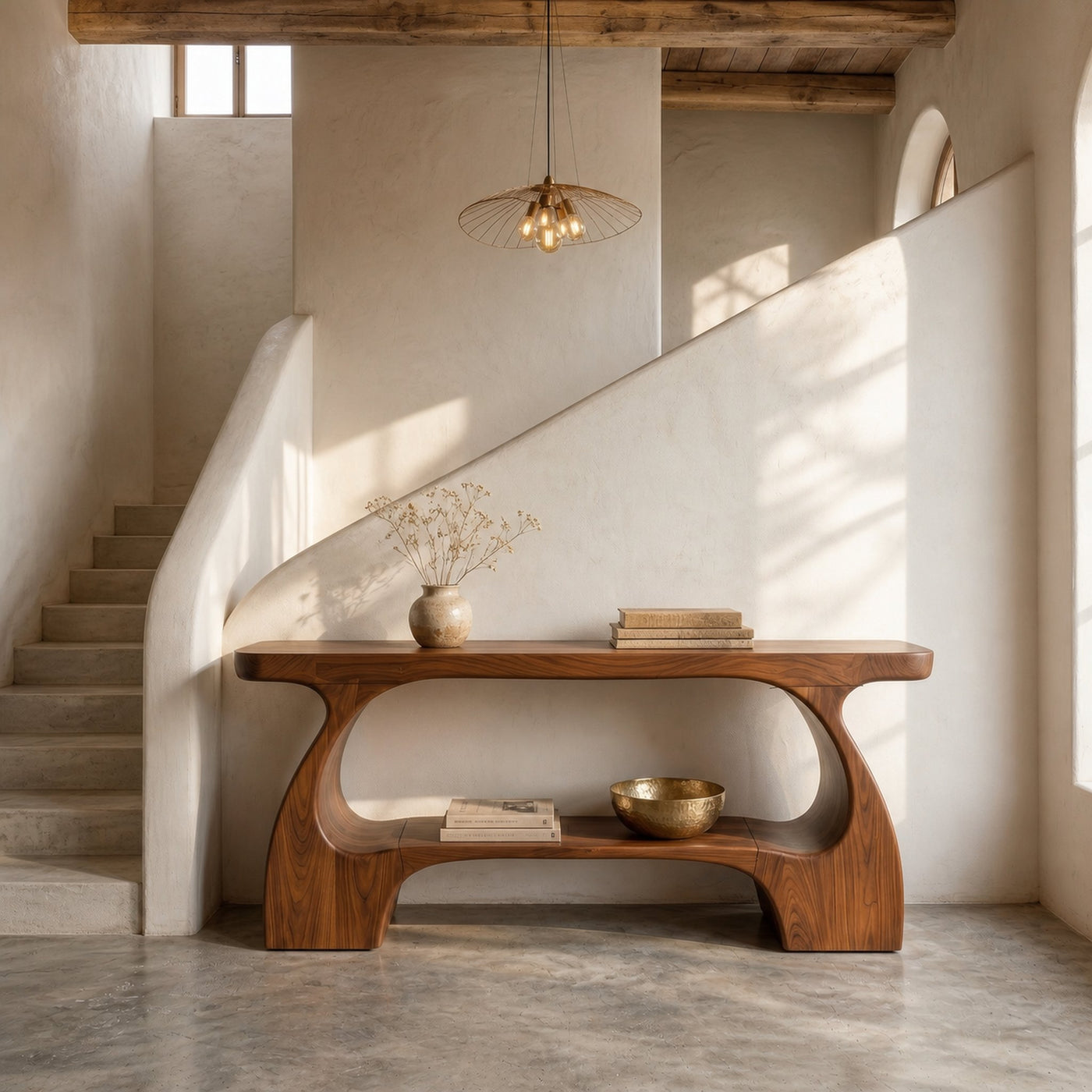 Natural Console Table With Organic Curved Silhouette For Entryway - product view 2