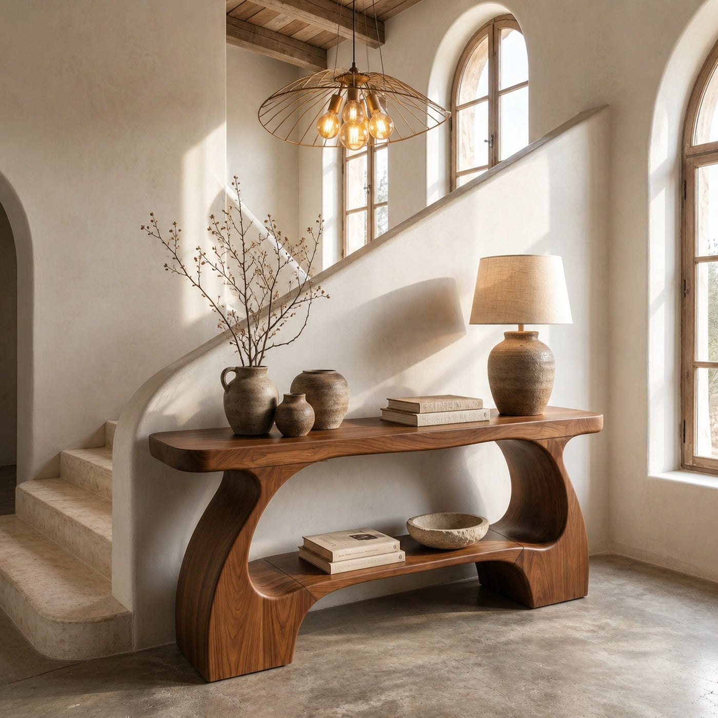 Natural Console Table With Organic Curved Silhouette For Entryway - product view 6
