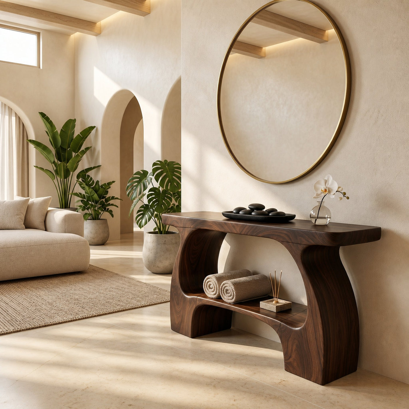 Natural Console Table With Organic Curved Silhouette For Entryway - product view 7