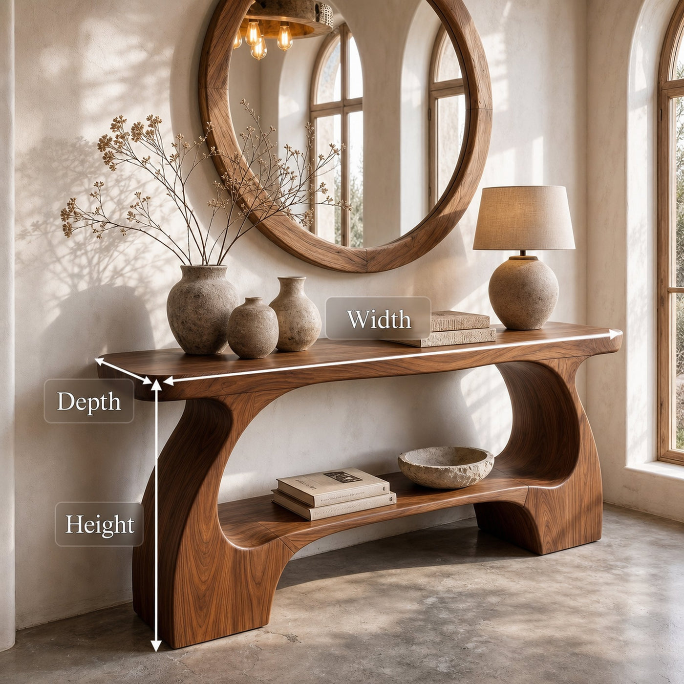 Natural Console Table With Organic Curved Silhouette For Entryway - product view 8