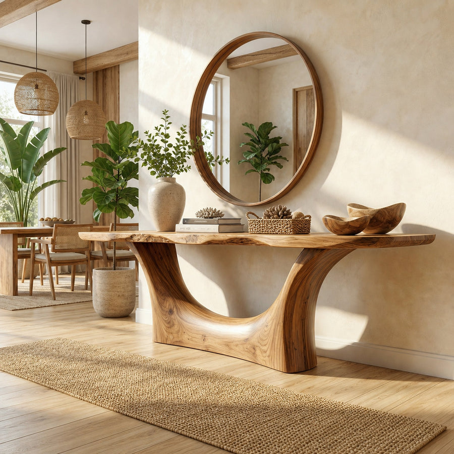 Natural Live Edge Arch Base Console Table Entryway Hallway Living Room