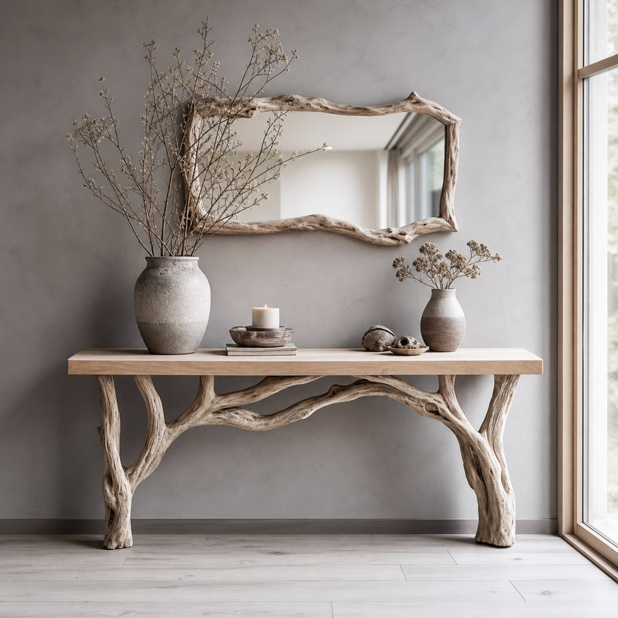 Natural Live Edge Console Table With Handcrafted Quality