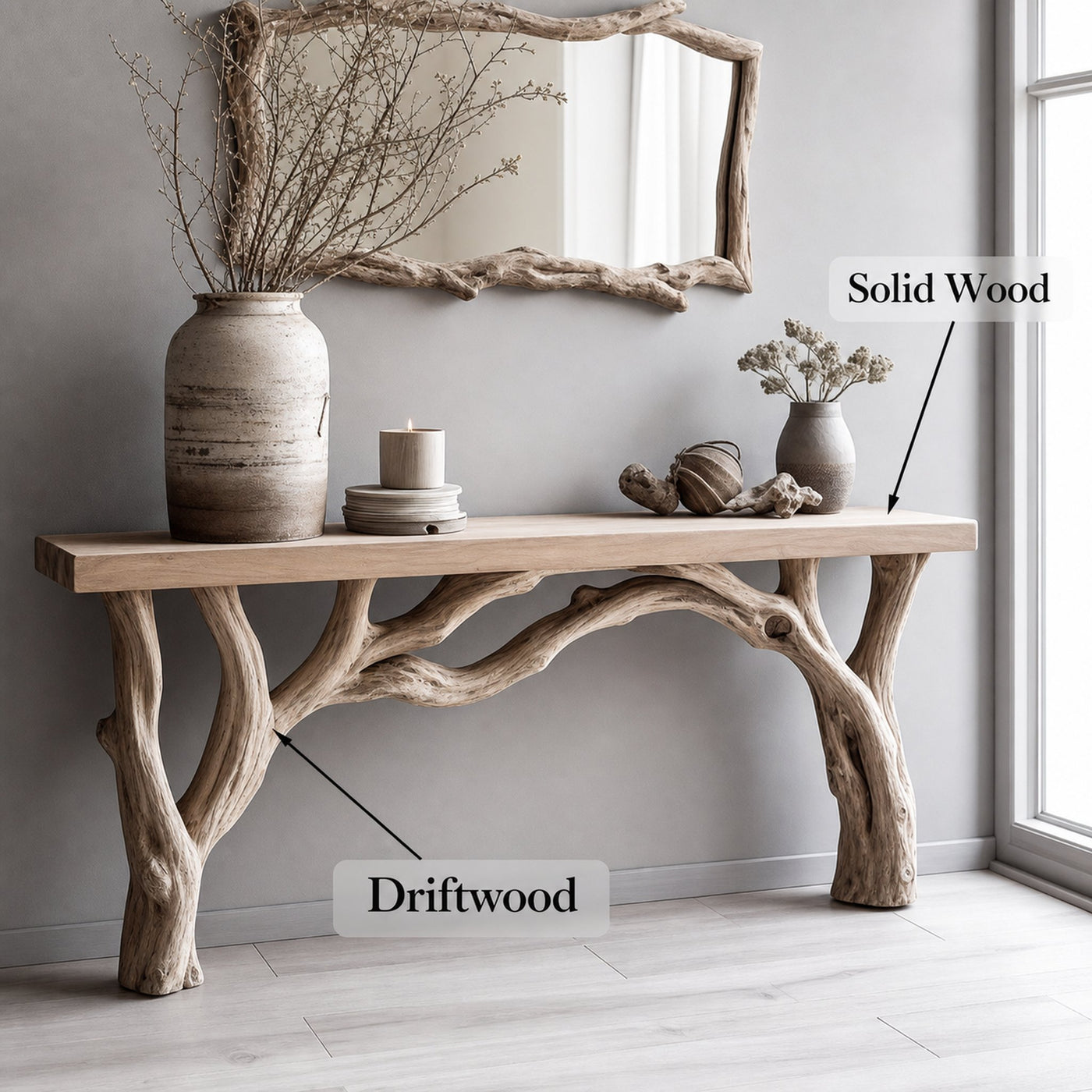 Natural Live Edge Console Table With Handcrafted Quality - product view 6