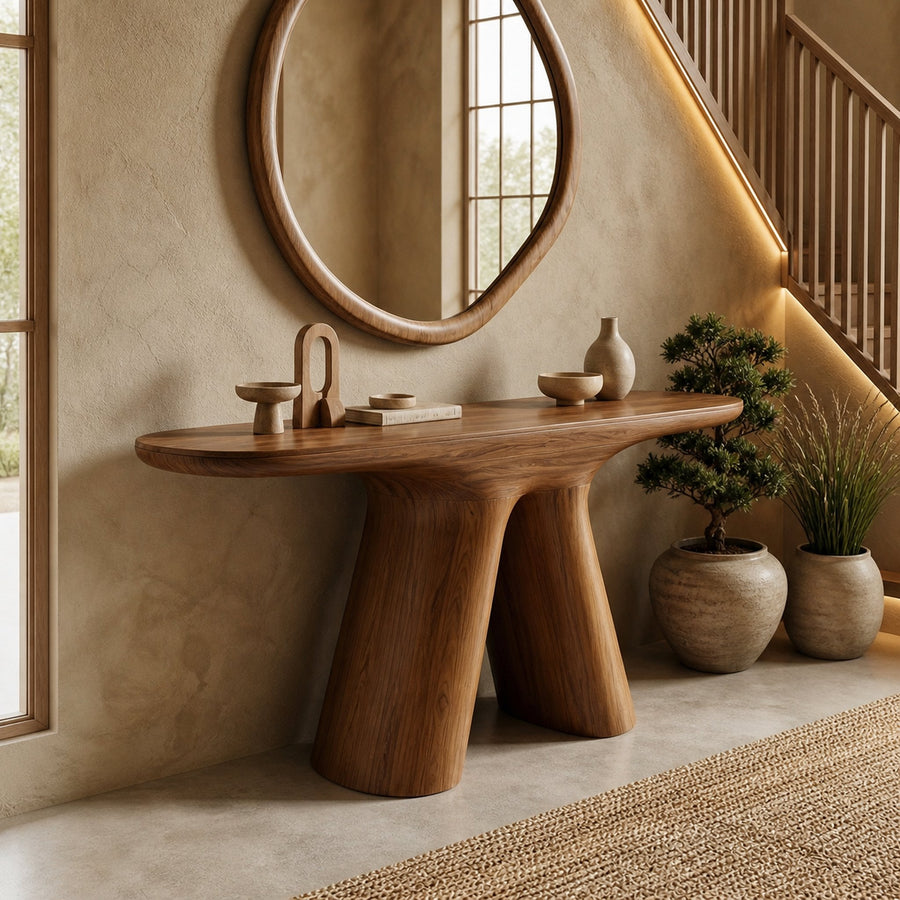 Natural Rustic Console Table Solid Wood Entryway Living Room Hallway