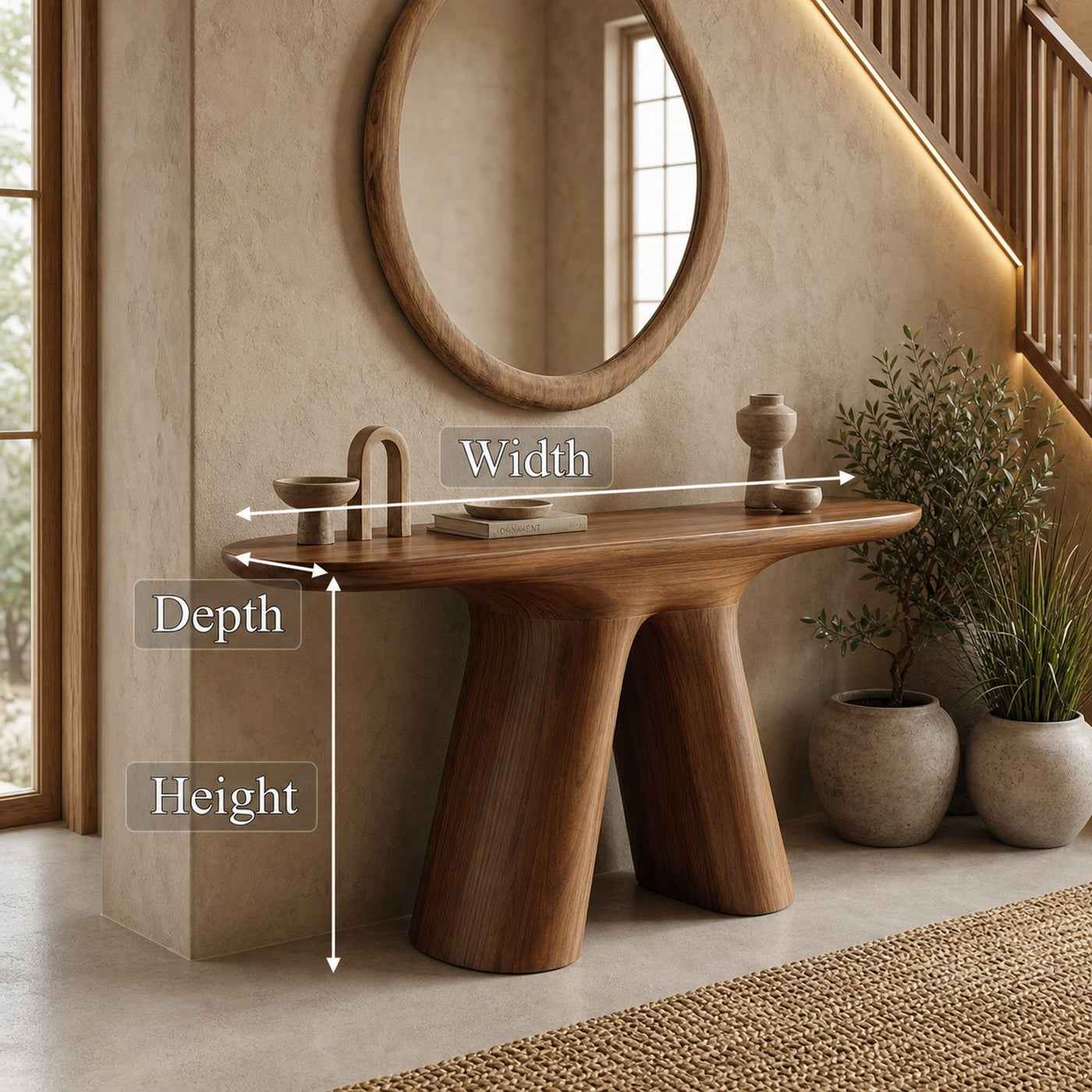 Natural Rustic Console Table Solid Wood Entryway Living Room Hallway - product view 6