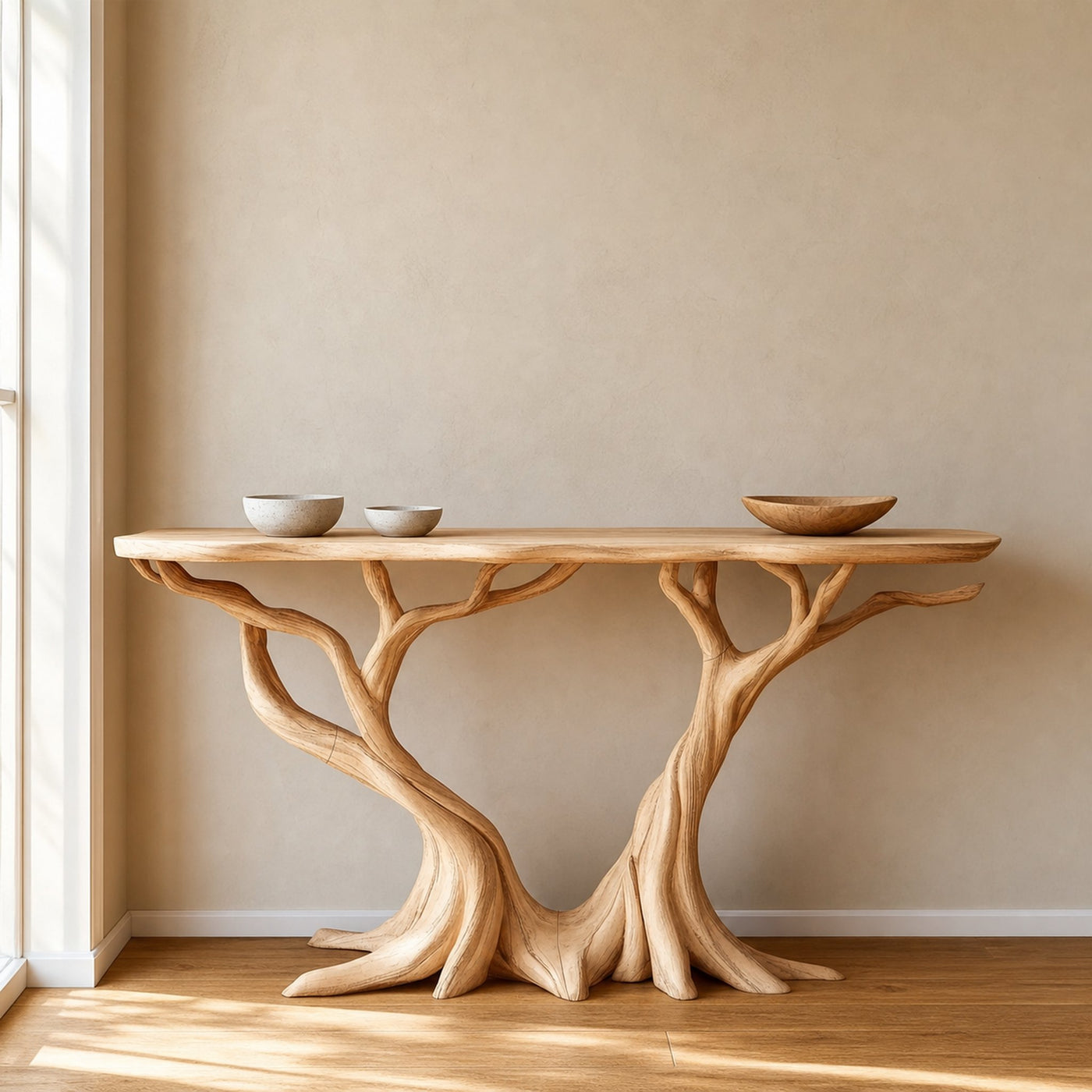 Nature Inspired Console Table Solid Wood Farmhouse Gift