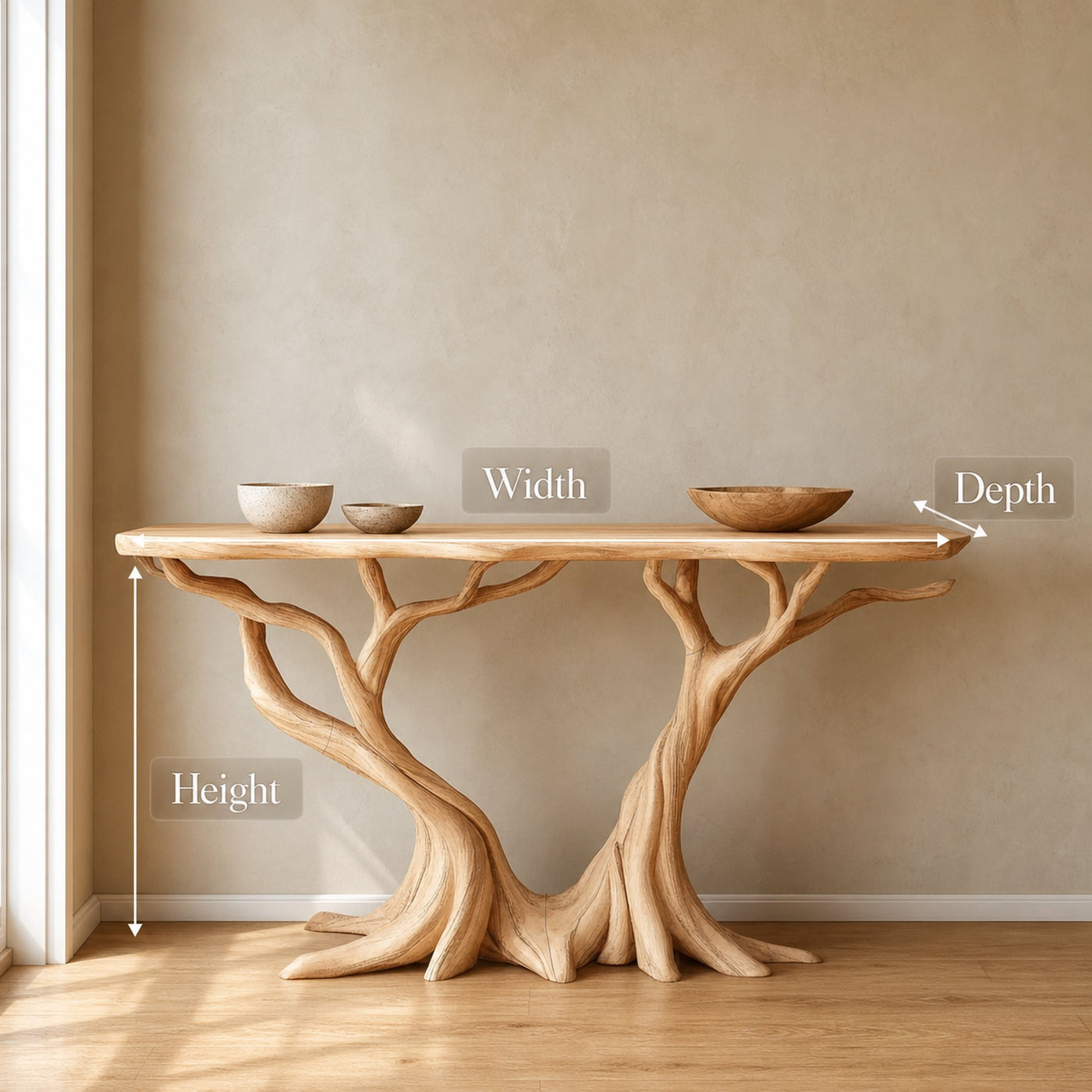Nature Inspired Console Table Solid Wood Farmhouse Gift - product view 4
