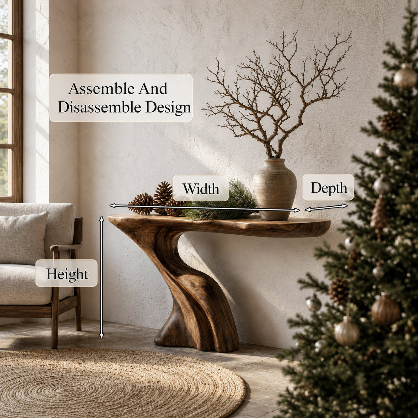 Nature Inspired Console Table With Artistic Tree Structure For Living Room - product view 8
