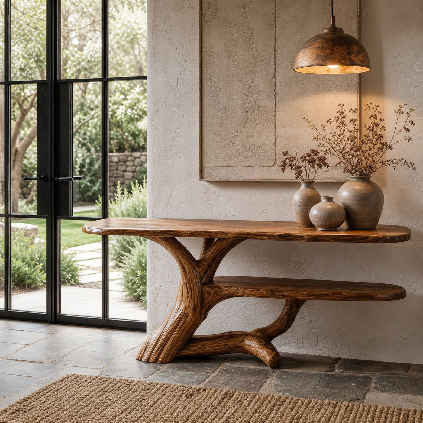 Nature Inspired Console Table With Open Shelf Storage For Living Room - product view 6