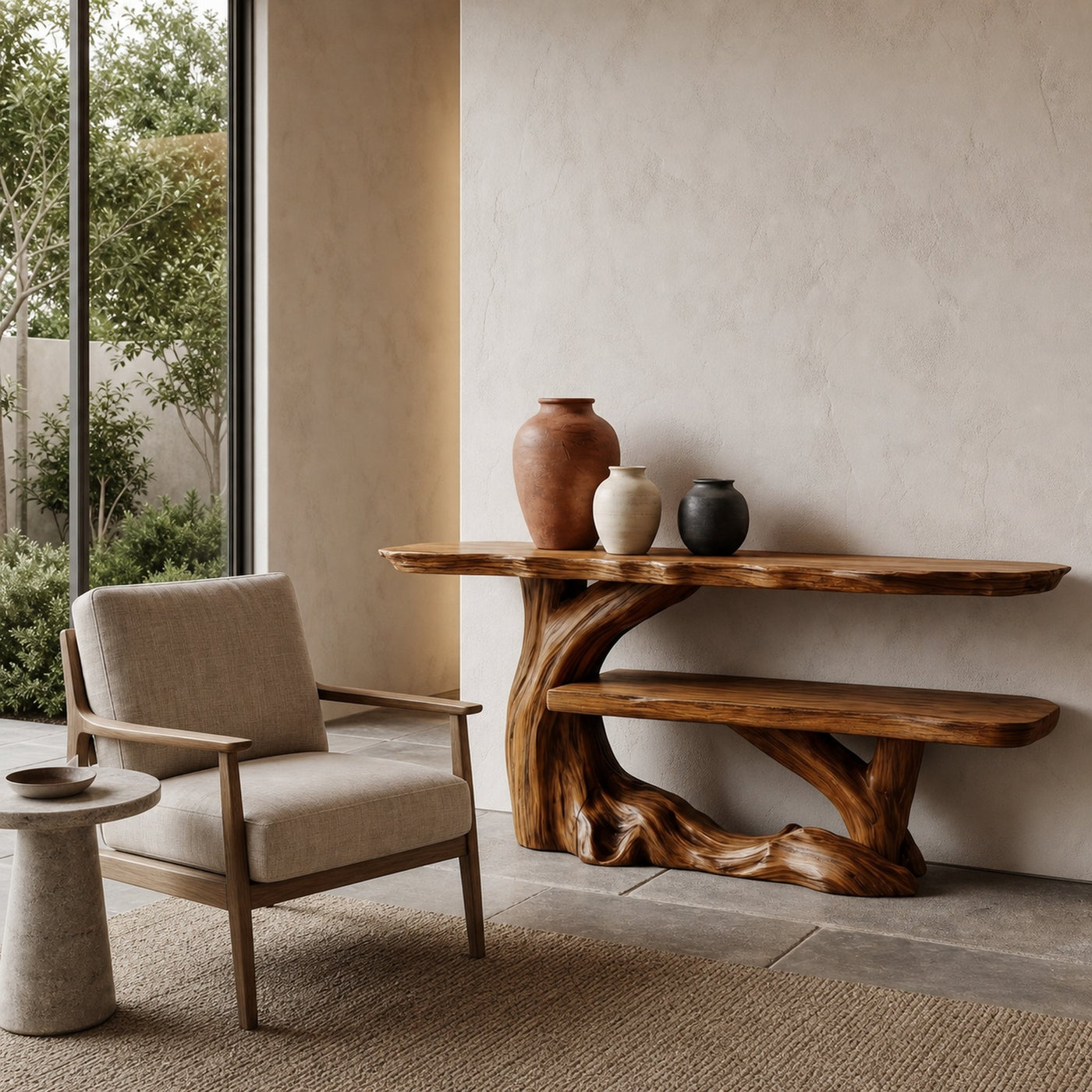 Nature Inspired Console Table With Sculptural Wood Branch Design For Hallway - product view 6