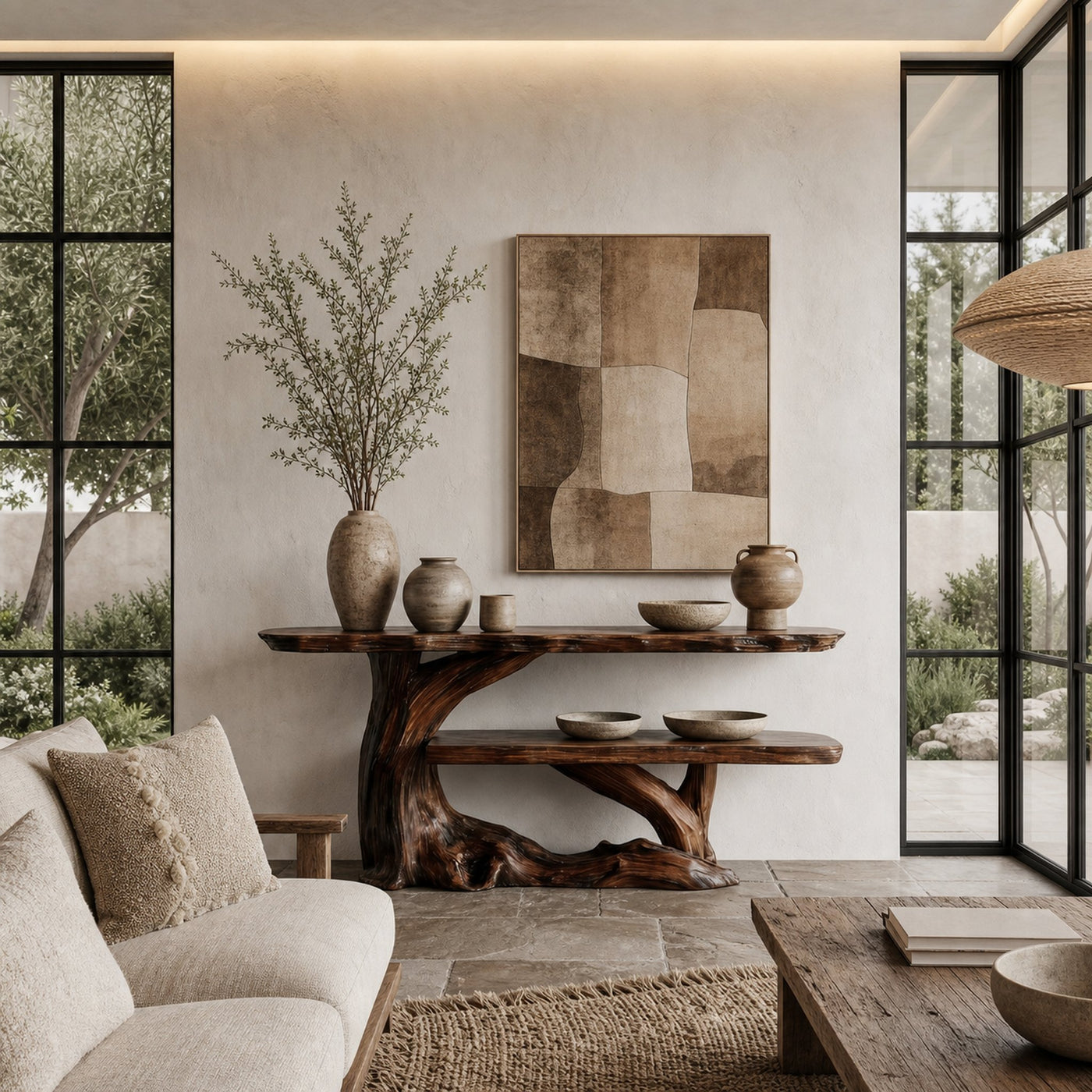 Nature Inspired Console Table With Sculptural Wood Branch Design For Hallway - product view 7