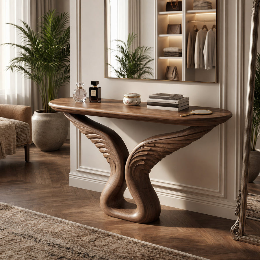 Organic Arch Base Console Table Contemporary Hallway