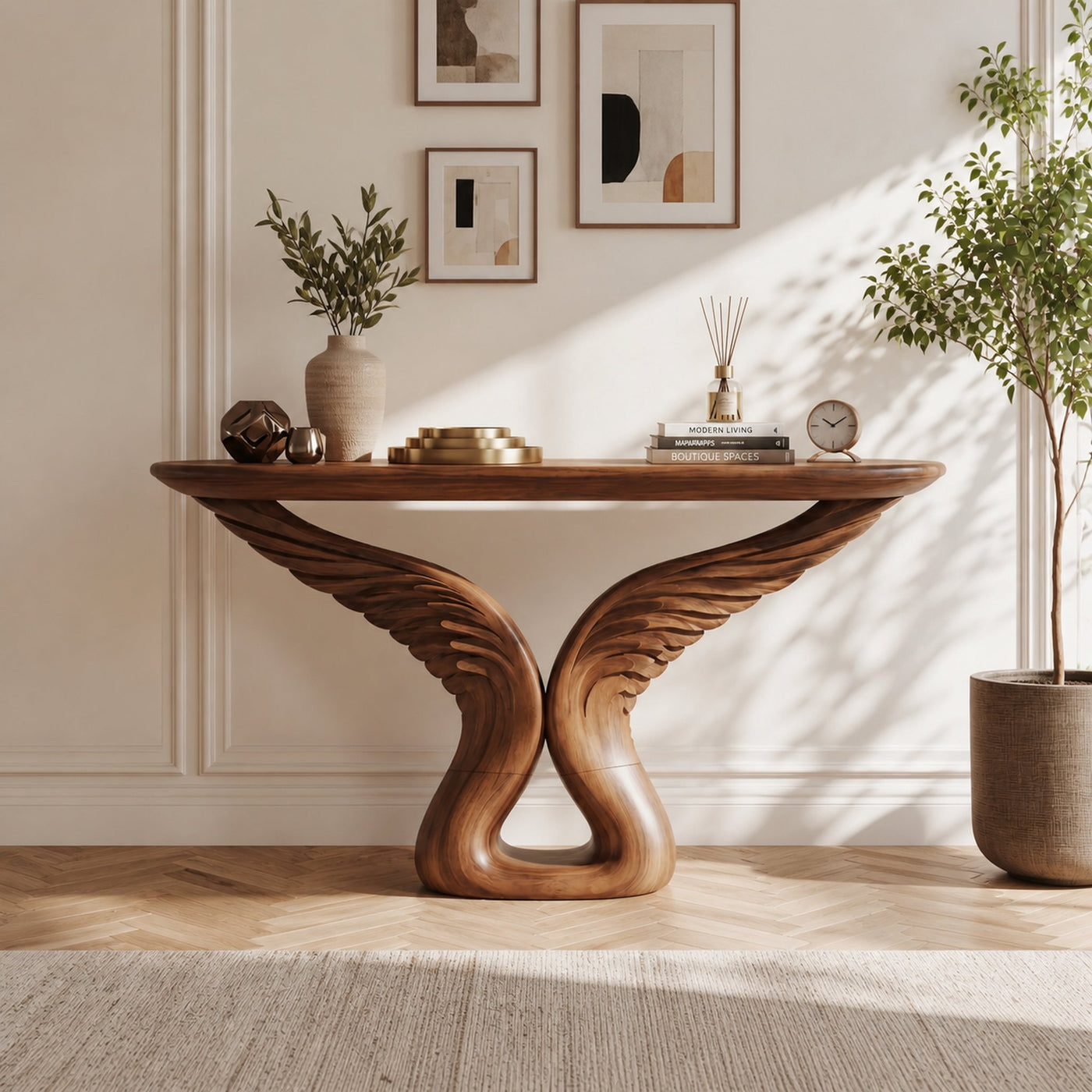 Organic Arch Base Console Table Contemporary Hallway - product view 6