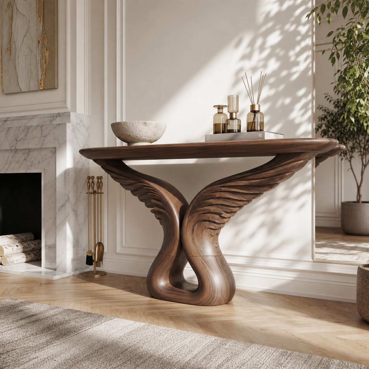 Organic Arch Base Console Table Contemporary Hallway - product view 7
