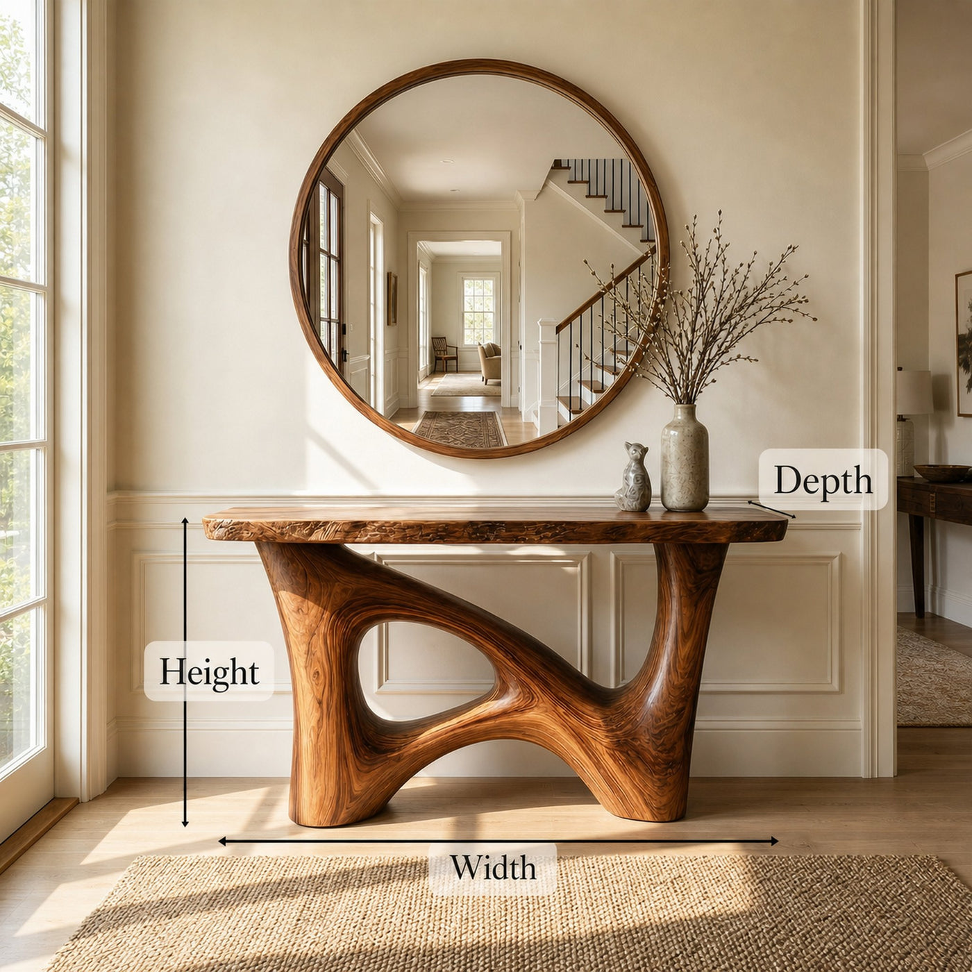 Organic Asymmetric Base Console Table Entryway Hallway Living Room - product view 6