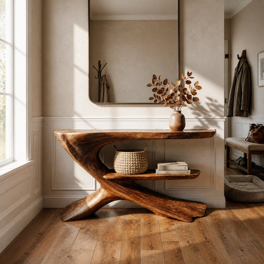 Organic Console Table Natural Wood Entryway Living Room