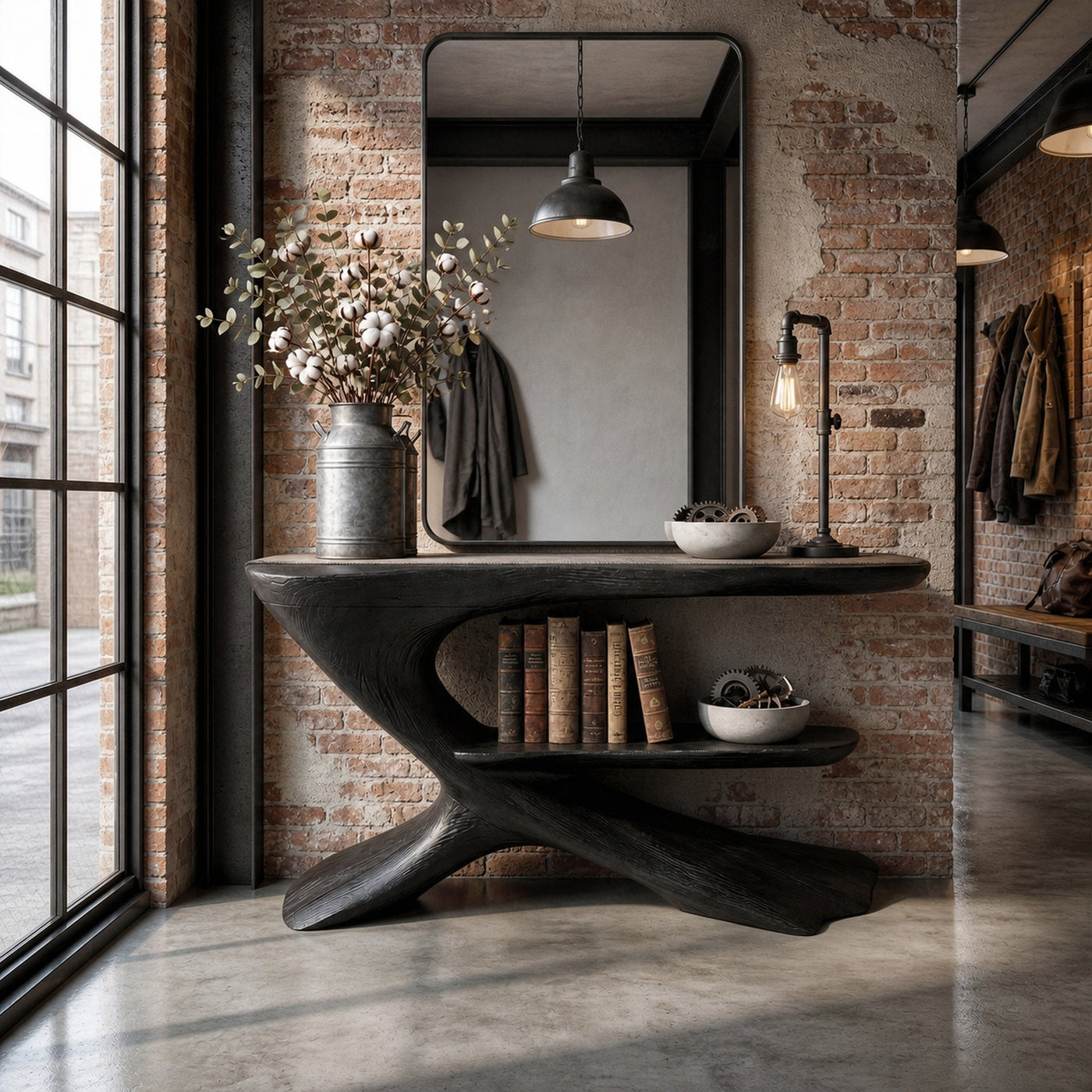 Organic Console Table Natural Wood Entryway Living Room - product view 3