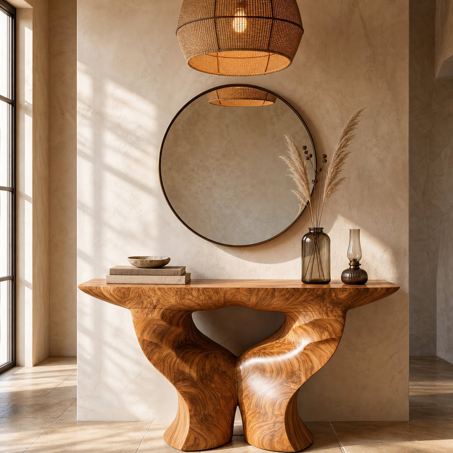 Organic Console Table With Artistic Nature Inspired Design For Living Room